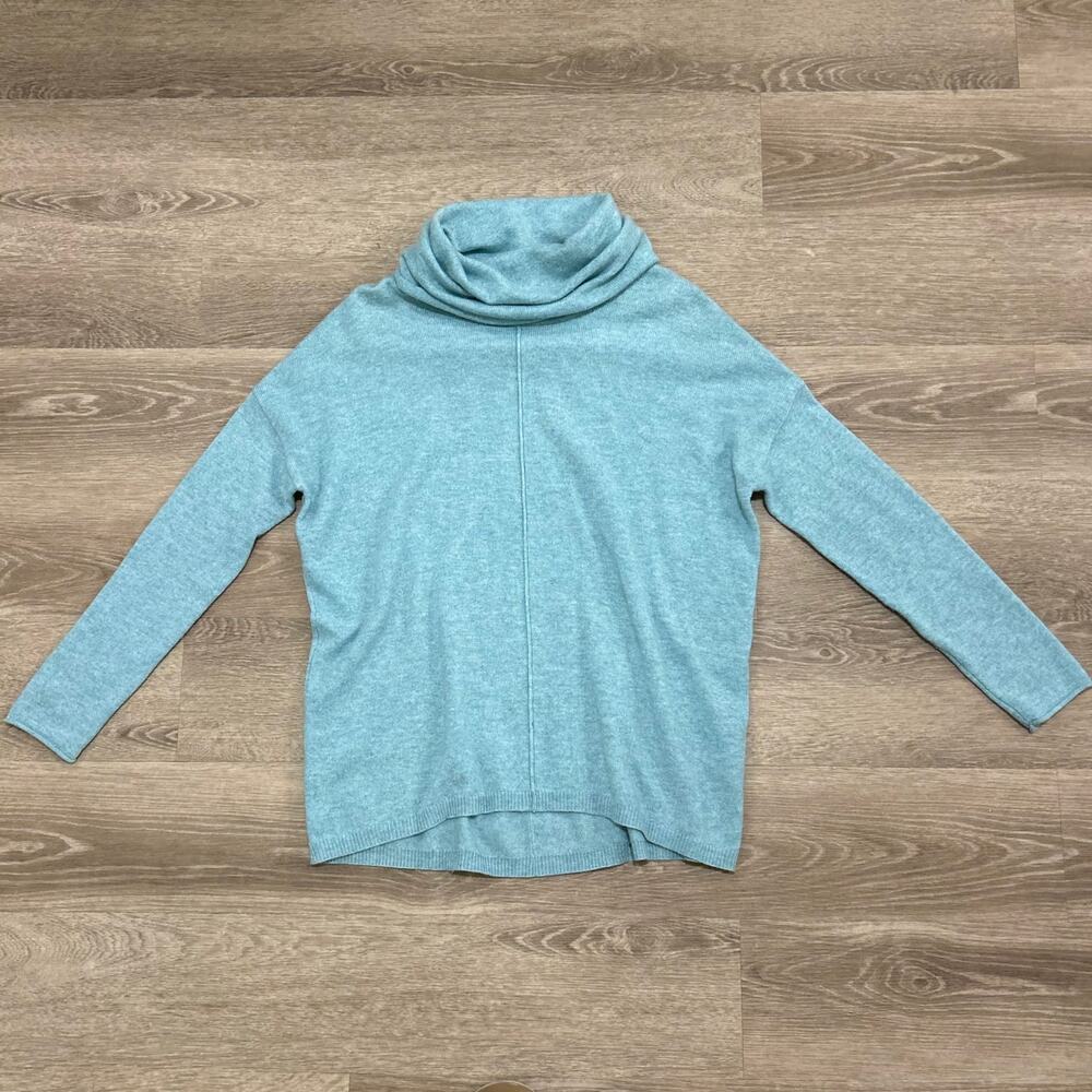 Kinross 100% Cashmere Cowl Neck Sweater Blue Small Luxe‎ Knit